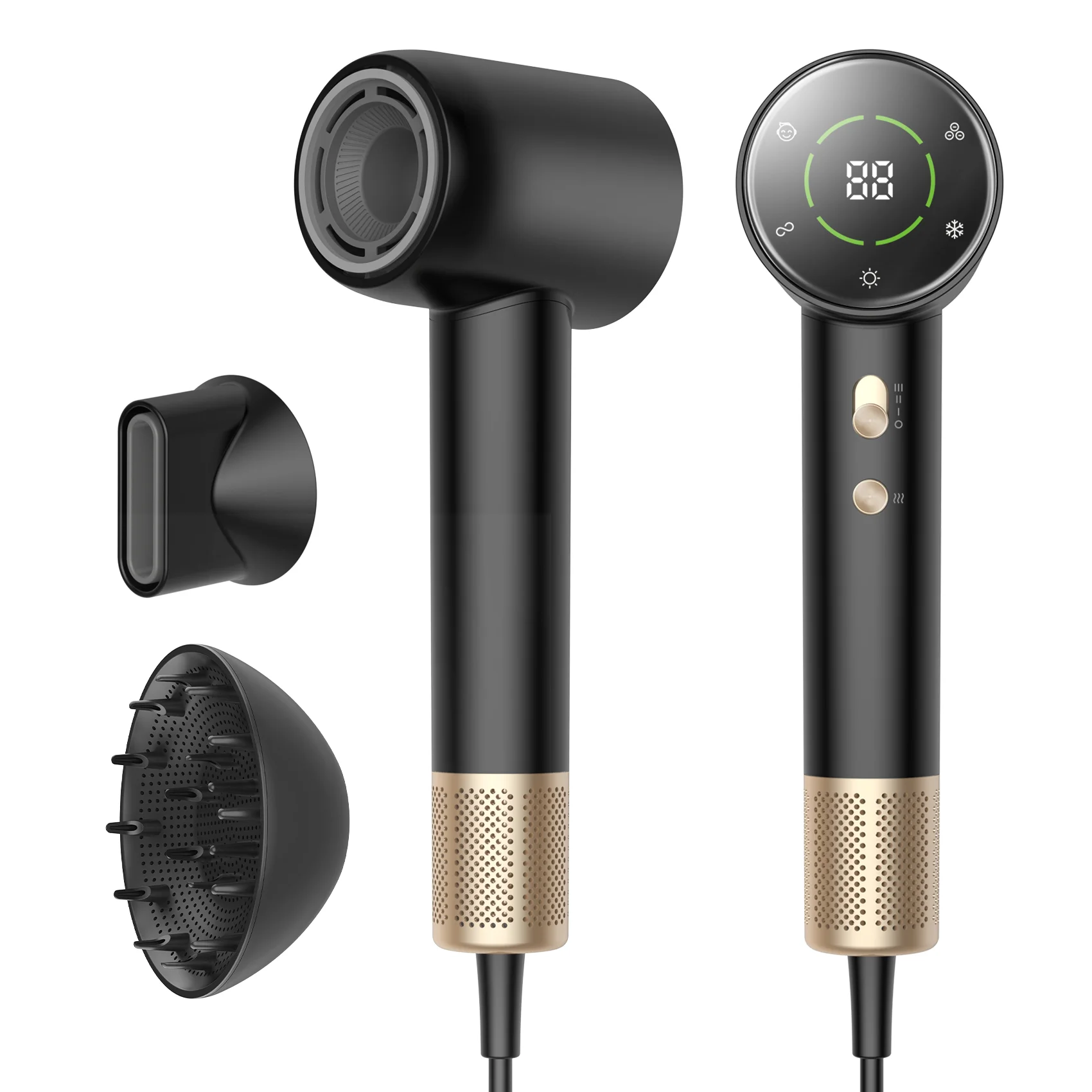 OEM New Design Brushless Hair Dryer With Two Magnetic Nozzle Electric Hair Dryer Ionic Hair Styling Salon Hammer Blower