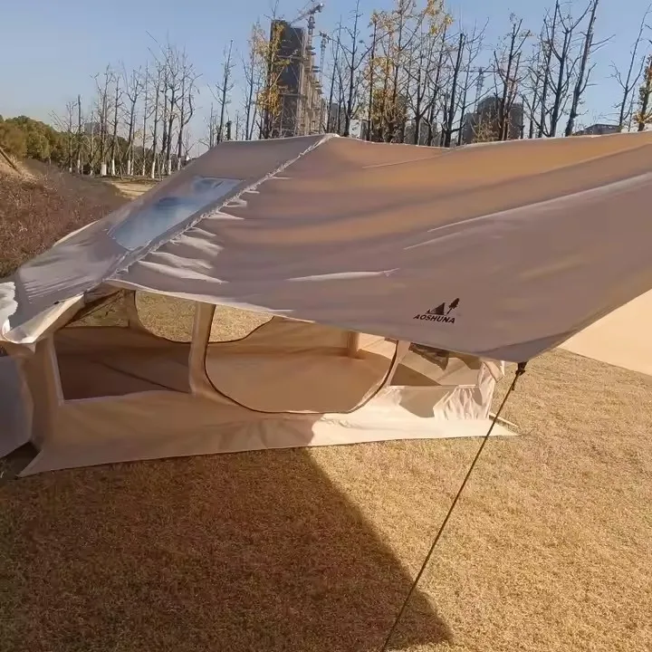 Portable One-Bedroom Family Camping Tent Waterproof Outdoor Large Canvas Oxford Fabric Automatic Features Gas Column Inflatable