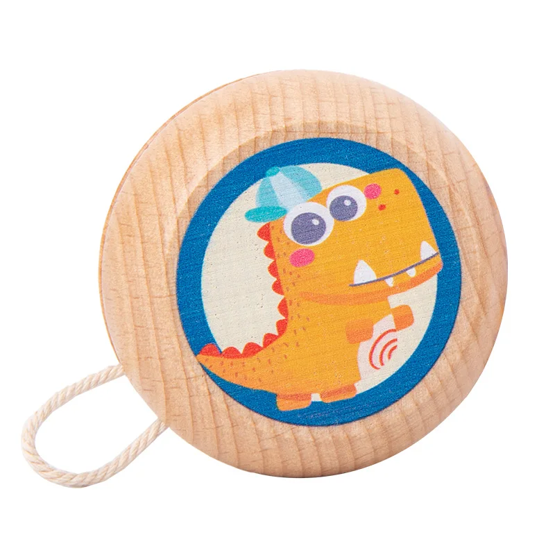 2021  cartoon animal yoyo ball puzzle beech wood toy for child wholesale educational wooden toy