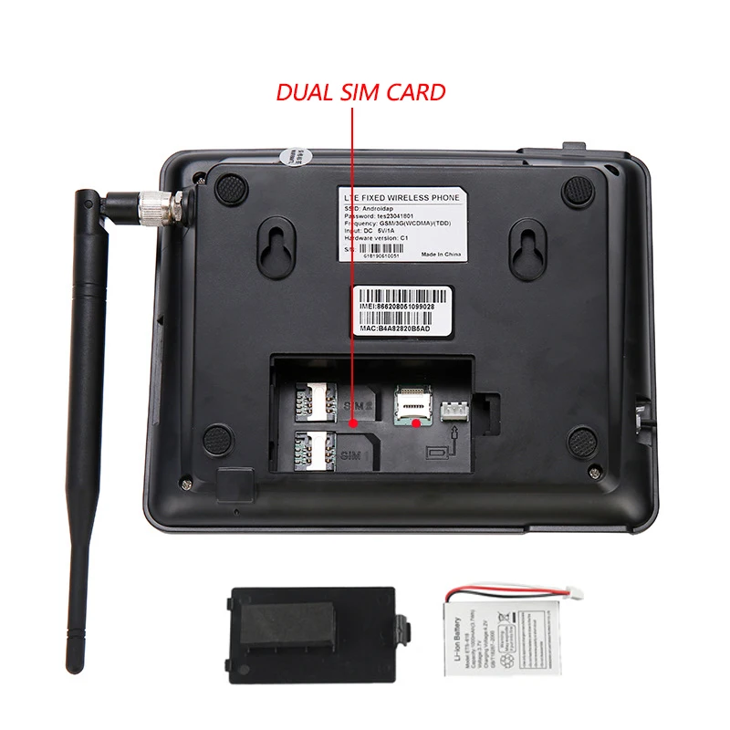 3G 4G Wireless Telephone With Multi Language Call Record Dual SIM Card Phone For Home Office Desktop Black