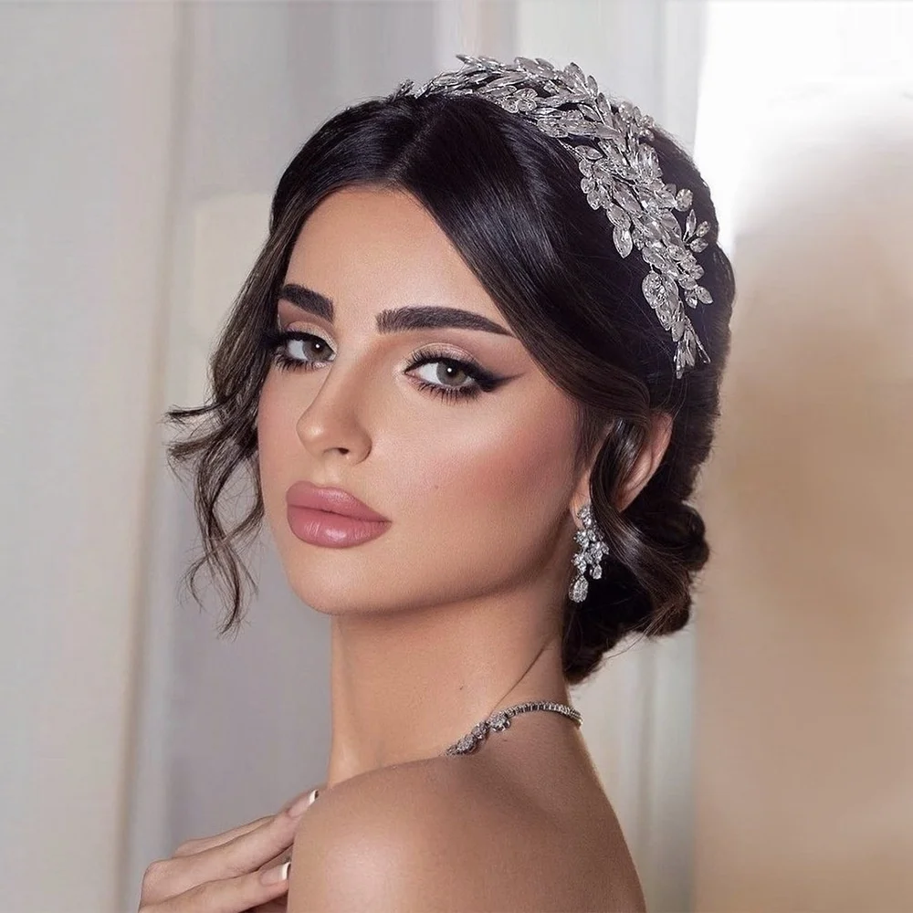 Fashion Hair Jewelry Double Strand Rhinestone Bride Hair Accessories Rhinestone Wedding Headpiece Bridal Headband