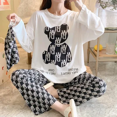 Оптовая продажа длинная одежда для сна ночные костюмы Piyama Lucu Daster Wanita Baju Tidur Корейская Милая Пижама Дамская пижама женщин