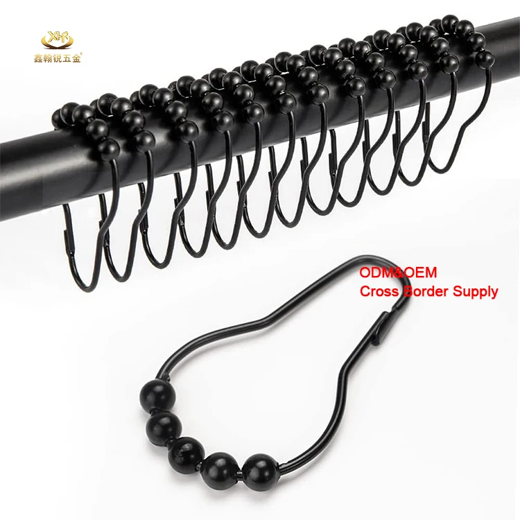 Modern Bathrooms Metal Gourd Shaped Shower Curtain Hooks Five Beads Curtain Shower Hook