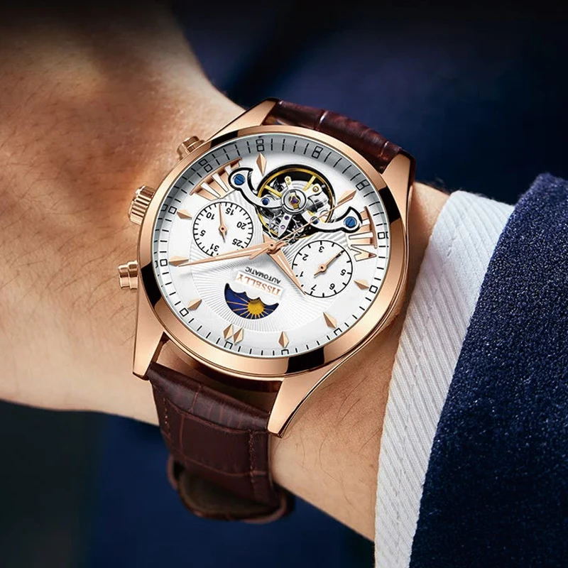 Best-selling Style Leather Band Automatic Movement Watches in Wristwatches 911