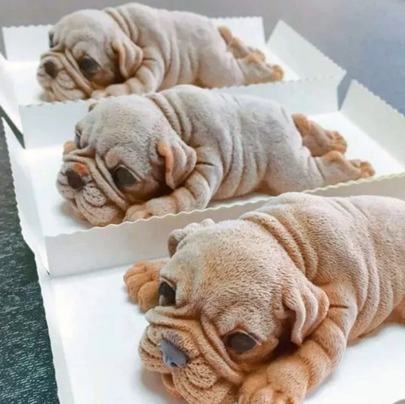 D5082 lovely animal Pudding Shar Pei Akita dog Mousse cake ice cream candy jelly Chocolates baking Resin Mold Silicone 3D Mould