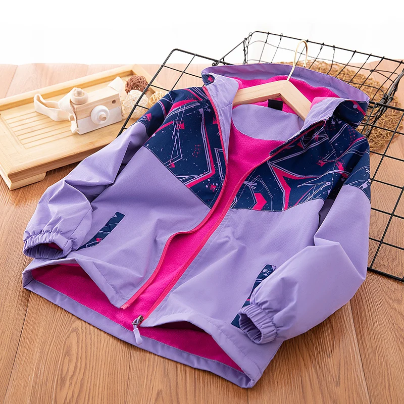 Kids Jacket for Boys Reflective Zipper Design Coat Windbreaker Outerwear Polar Fleece Waterproof Clothes Raincoat 3-14Y