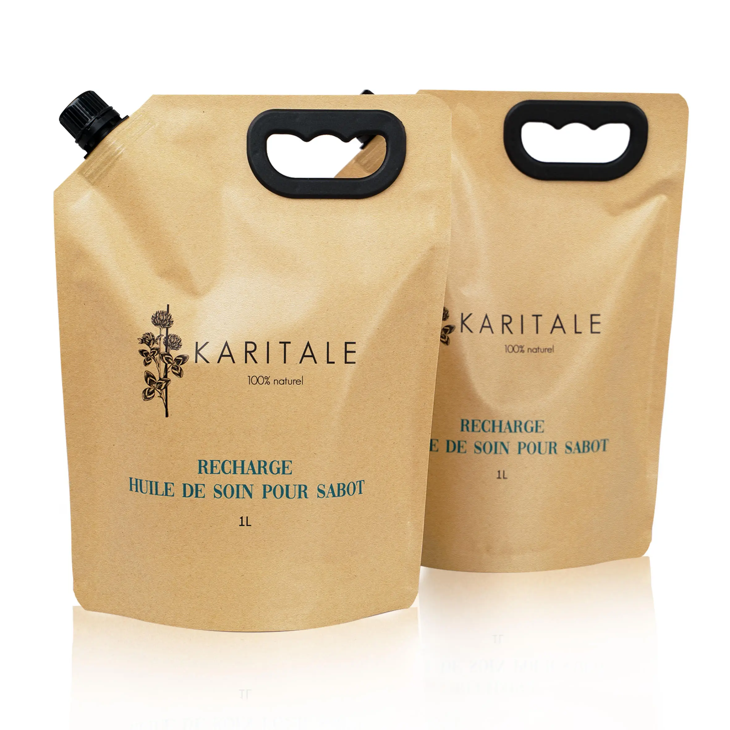 Custom Printed Detergent Packaging Bag Plastic Refill Bag with Handle Kraft Paper Plastic Spout Pouch