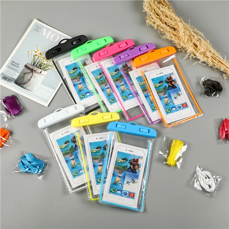 Universal Waterproof PVC Mobile Phone Cases Clear Pouch Waterproof Bag Water Proof Cell Phone Bag With Lanyard