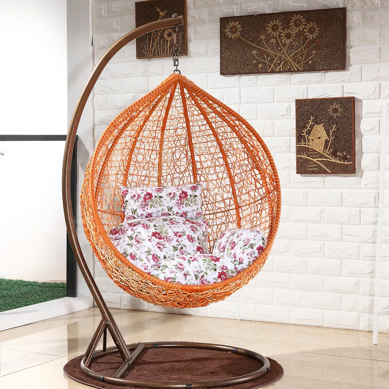 Factory Direct Sale Cheap Wicker Adjustable Single Rattan Patio Swing Chair Nest Ceiling Rocking  Black Egg Swing