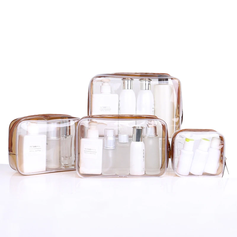 Zipper Clear PVC Travel Kit Beauty Cosmetic Storage Packing Bag Promotional Makeup Bag Skin Care products Package Bag