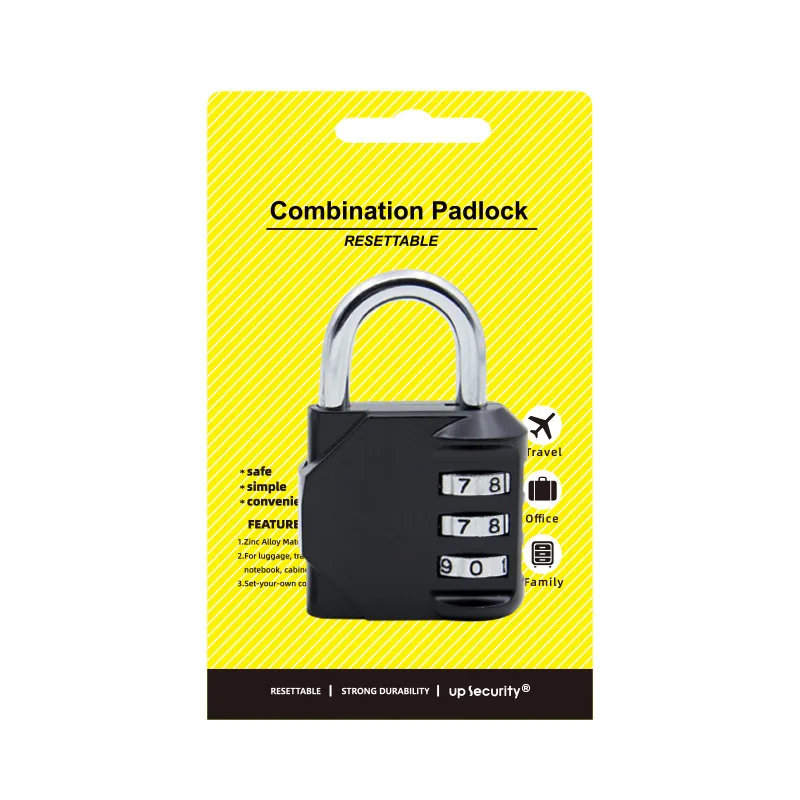 Wholesale china metal  Suitcase luggage 3 dial digits Combination  Padlock for cosmetic box
