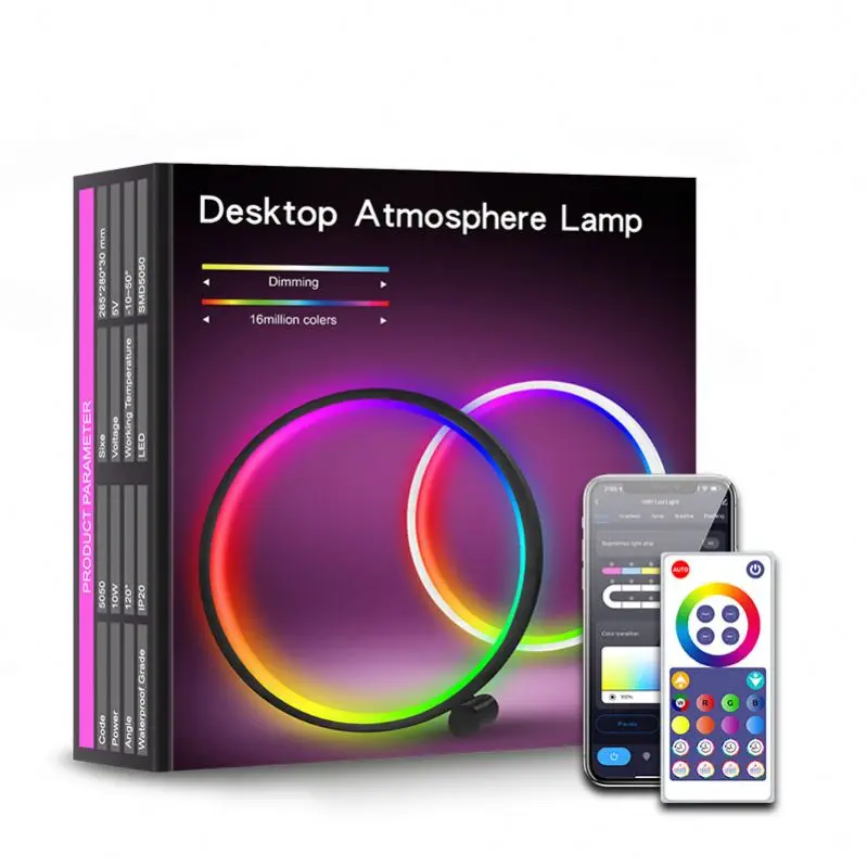 Современная RGB Симфоническая USB настольная лампа умное управление приложением Светодиодная для игровой атмосферы стильная спальня