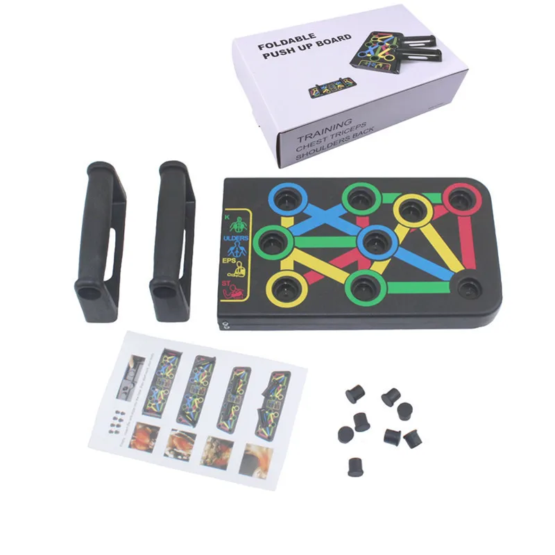 Portable gym strength training push up board Home Fitness Body Building Folding push-up rack board 9 in 1