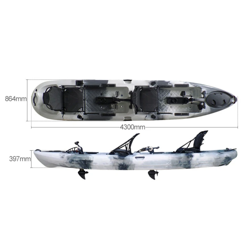 Outdoor Canoe Fixed Pro Angler Two Person Kaki Pedal Kayak Mako Pedal Gonfiabile