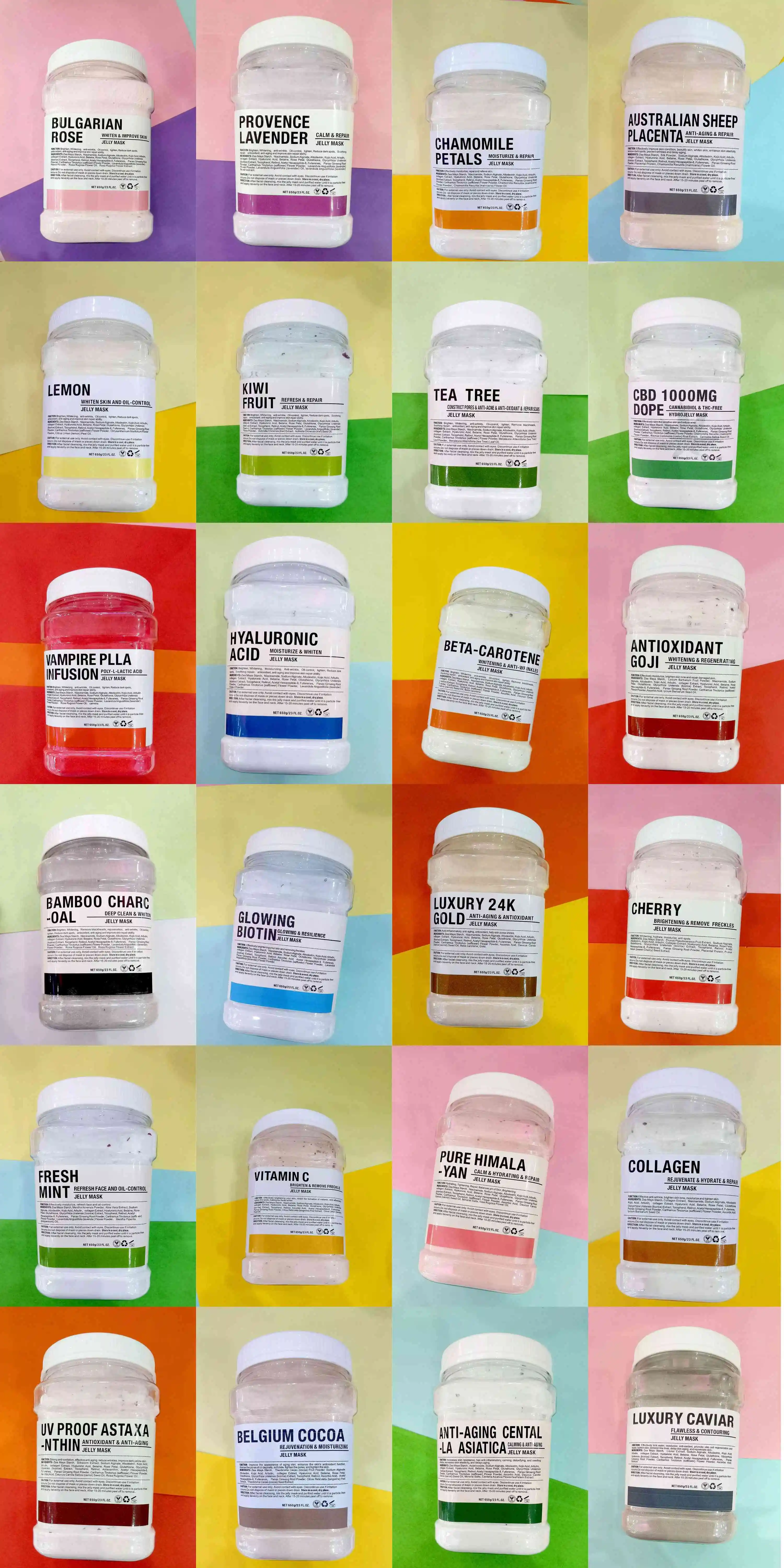 Oem Private Label 50 flavor Hydrojelly Jellymask Facial Whitening Moisturizing Rose Peel Off Face Powder Hydro Jelly Mask