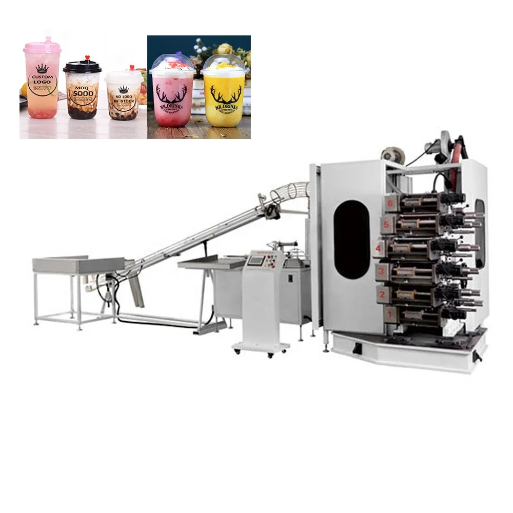 High Quality Six Color Plastic Ice Cream / Tea Milk Cup Printing Machine Offset Printer