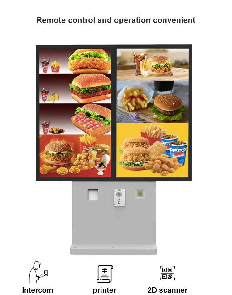 Drive Thru Restaurants Menu Board Digital Signage Outdoor Standing Waterproof Kiosk Touch Order Screen LCD Display Advertising