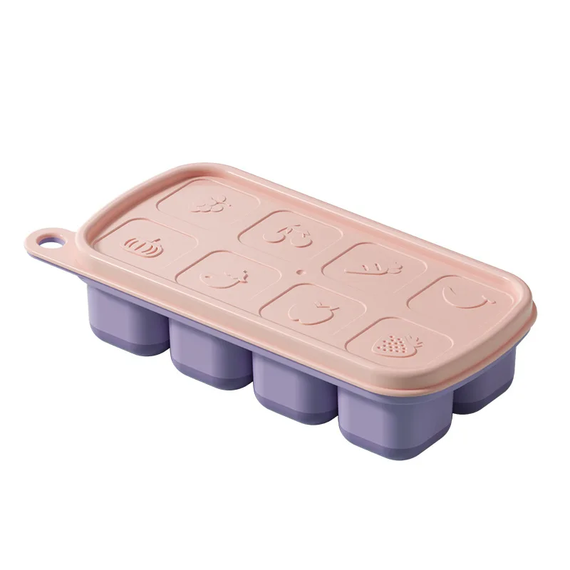 Ice Cube Trays Easy-Release Ice Cubes Maker with Spill-Resistant Removable Lid Baby Food ice cube tray