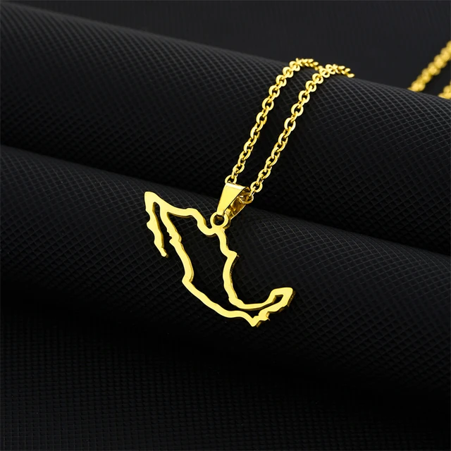 Fashion Mexico Map Pendant Necklace for Men & Women Titanium Steel Gold Silver Color Choker Mexican Outline Jewelry Gifts