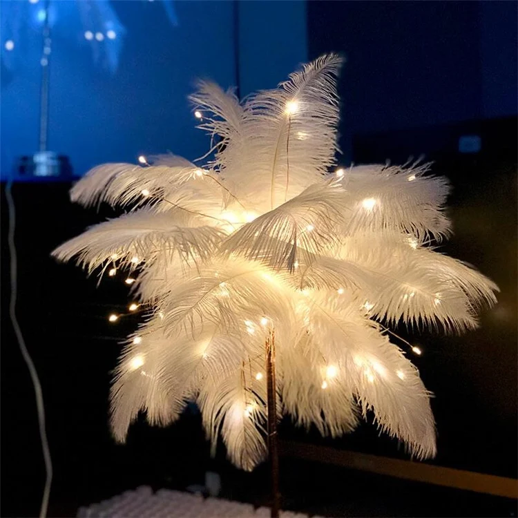 Best Selling Indoor LED Feather Lights Desktop Decoration Table Lamp Wedding Party Christmas Decoration Lights