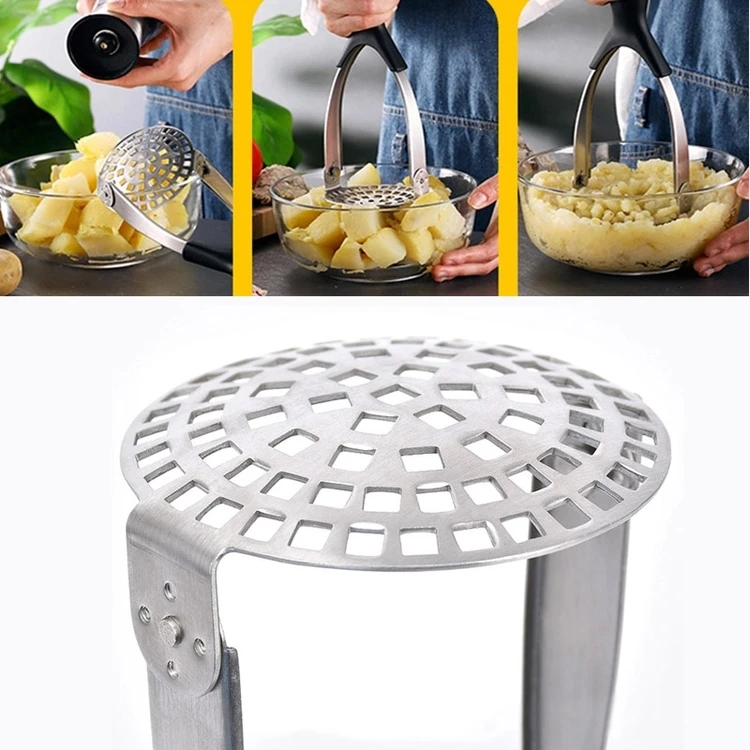 Stainless Steel Hand Pressed Potato And Onion Slicer Vegetable Fruit Salad Ricer Potato Press Masher