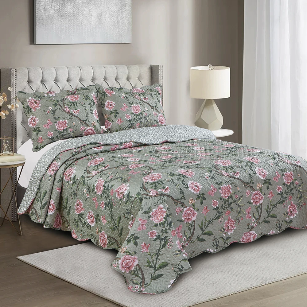 Home textiles vintage floral bedspreads set luxury printed customize coverlets quilt