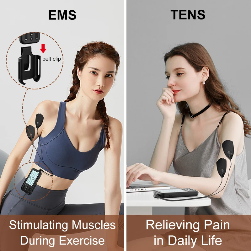 Advanced Physical Therapy Device 2-in-1 TENS EMS Device for Muscle Recovery and Pain Relief with Electric Pulse Therapy