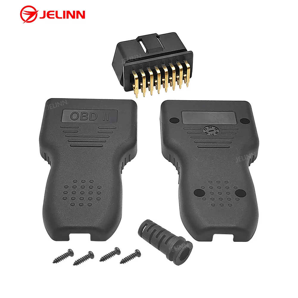 OBD2 Cover Housing Case and OBD 2 Male Connector with Right Angle Pins