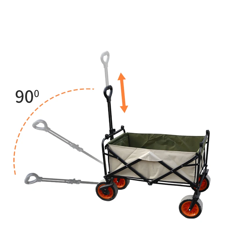 Folding Wagon Cart Portable Large Capacity Beach Camp Trolley Heavy Duty Utility Collapsible Wagon With All-Terrain Wheels