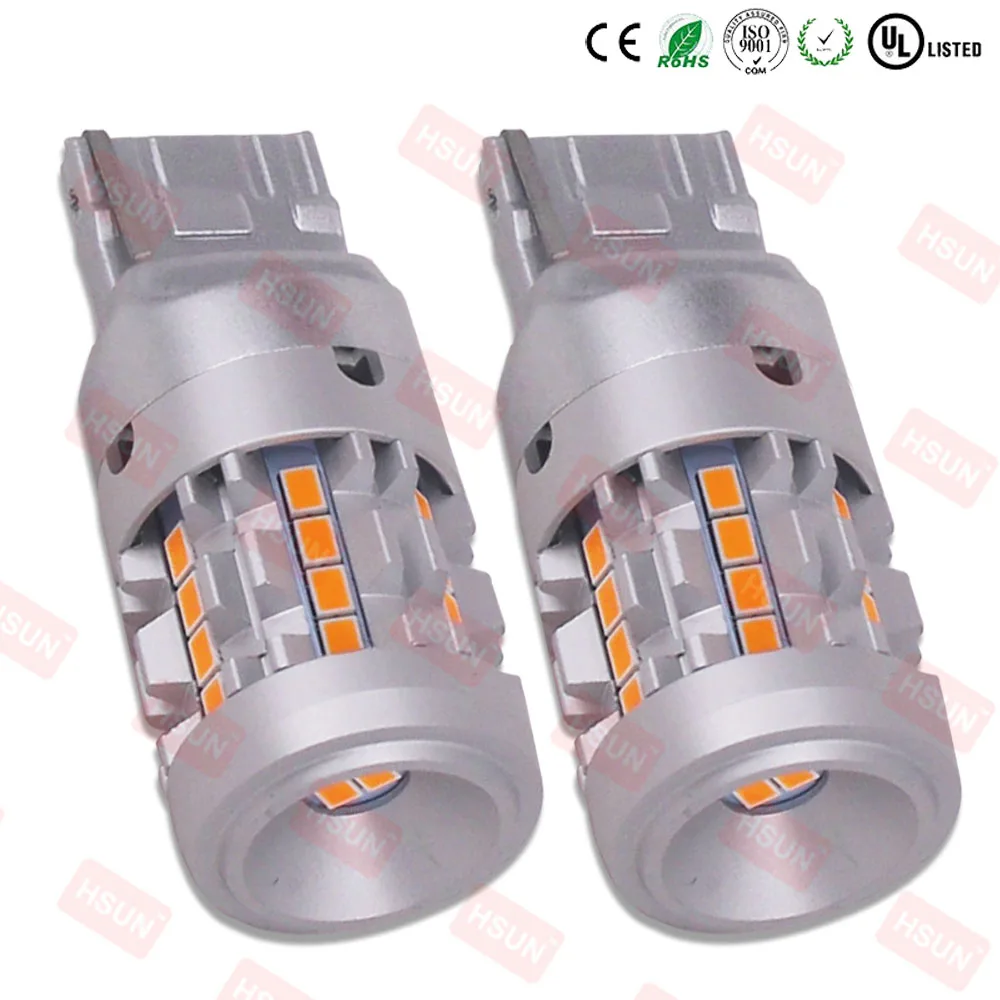 HSUNLAMP автомобильный аксессуар P21W BA15S янтарные светодиодные лампы 3156 светодиодный сигнал поворота luz для автомобиля 1156 1157 стоп-сигнал 12