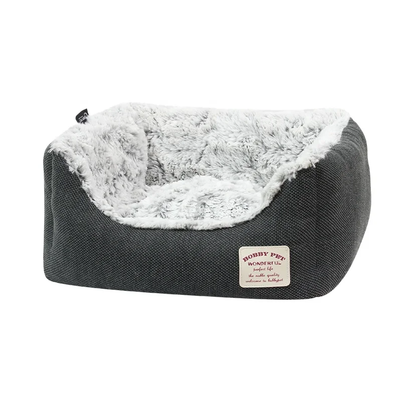 bamboo plush Square Pet Beds wholesale dog Bed Warm Dog Basket Bed