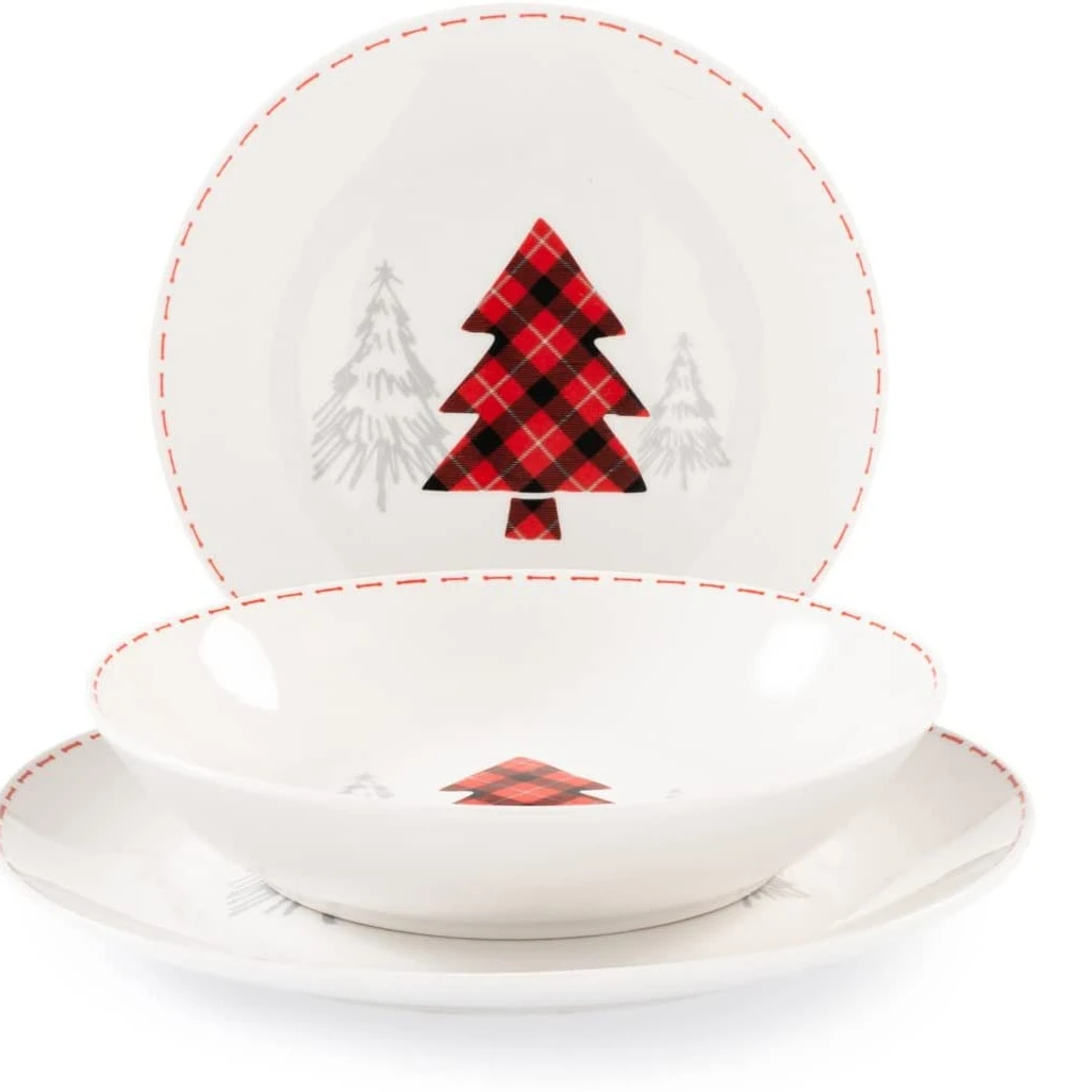 Заводская поставка, фарфоровый набор для рождественского ужина из 18 предметов купе/Набор тарелок для 6