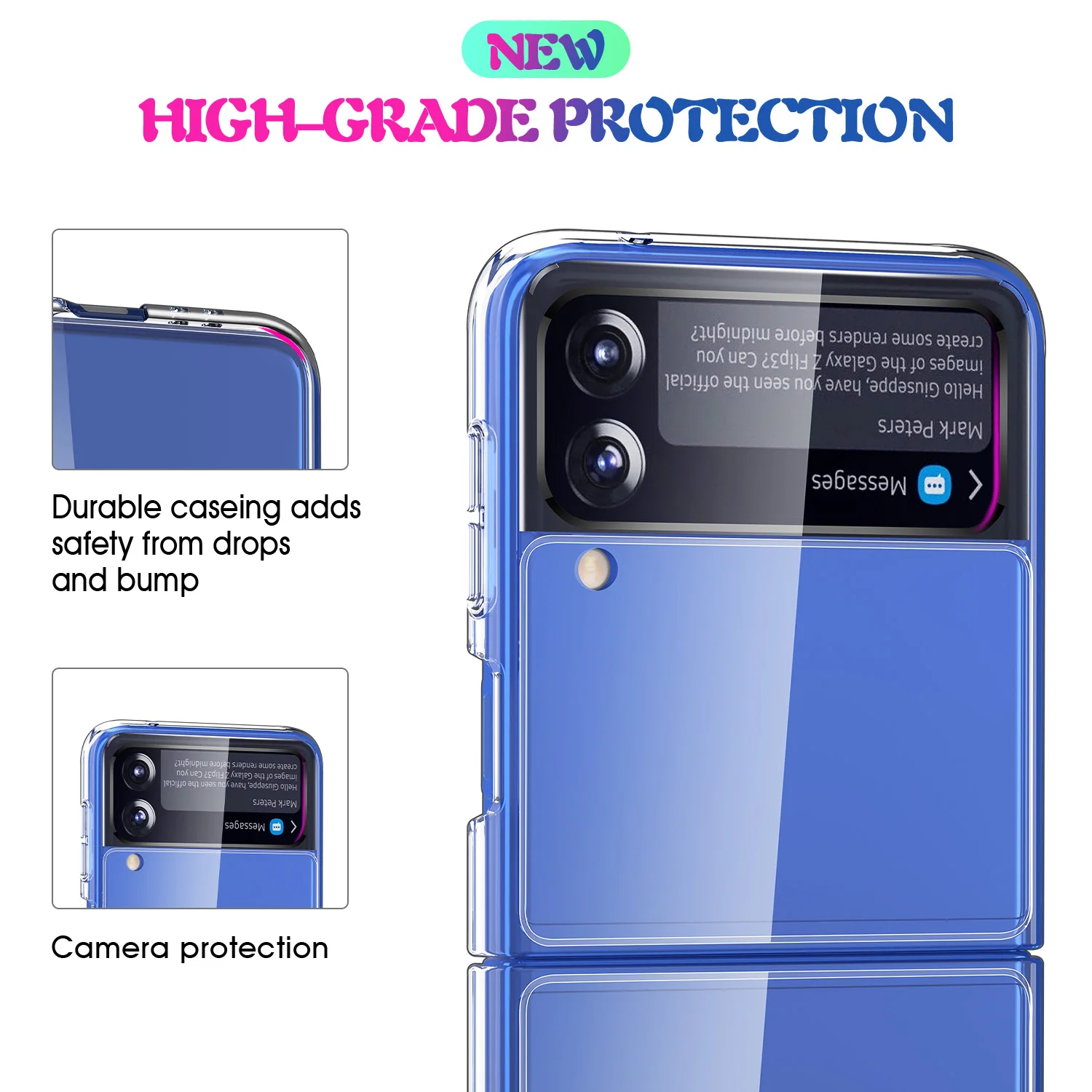 New Case For Samsung Galaxy Z Flip3 5G Clear Crystal Airbag Around Case Hard Acrylic Back Phone Case