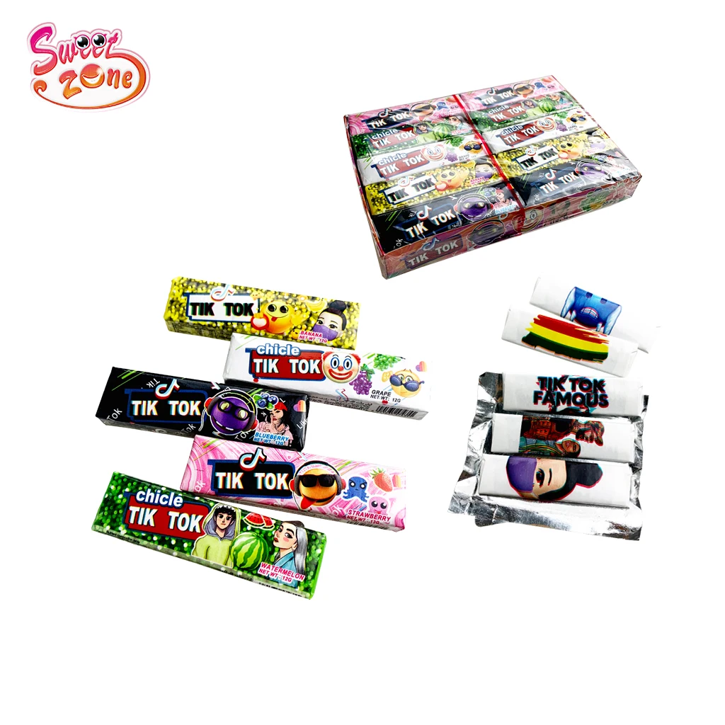 5 PCS Fruit Flavor Stick Bubble Chewing Gum With Tattoo