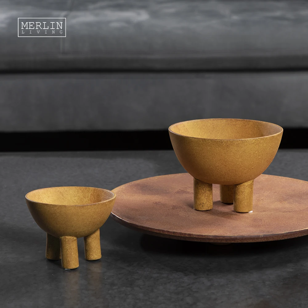 Merlin Living  ceramic fruit bowl wabi-sabi clay vase matte desktop ornament for home decoration accessories