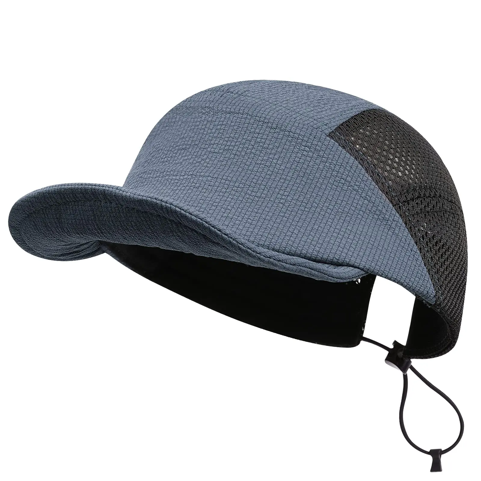 Custom Logo 5-Panel Breathable Mesh Running Cycling Mountaineering Cap Quick Drying Fitted Perforated Rope Cord Lock for Campers