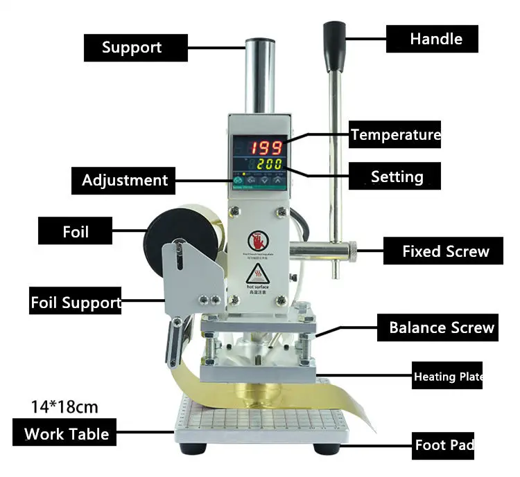Small Manual Digital Hot Stamping Machine For Wood PVC Paper Custom Logo Stamp Leather Embossing Heat Press Machine