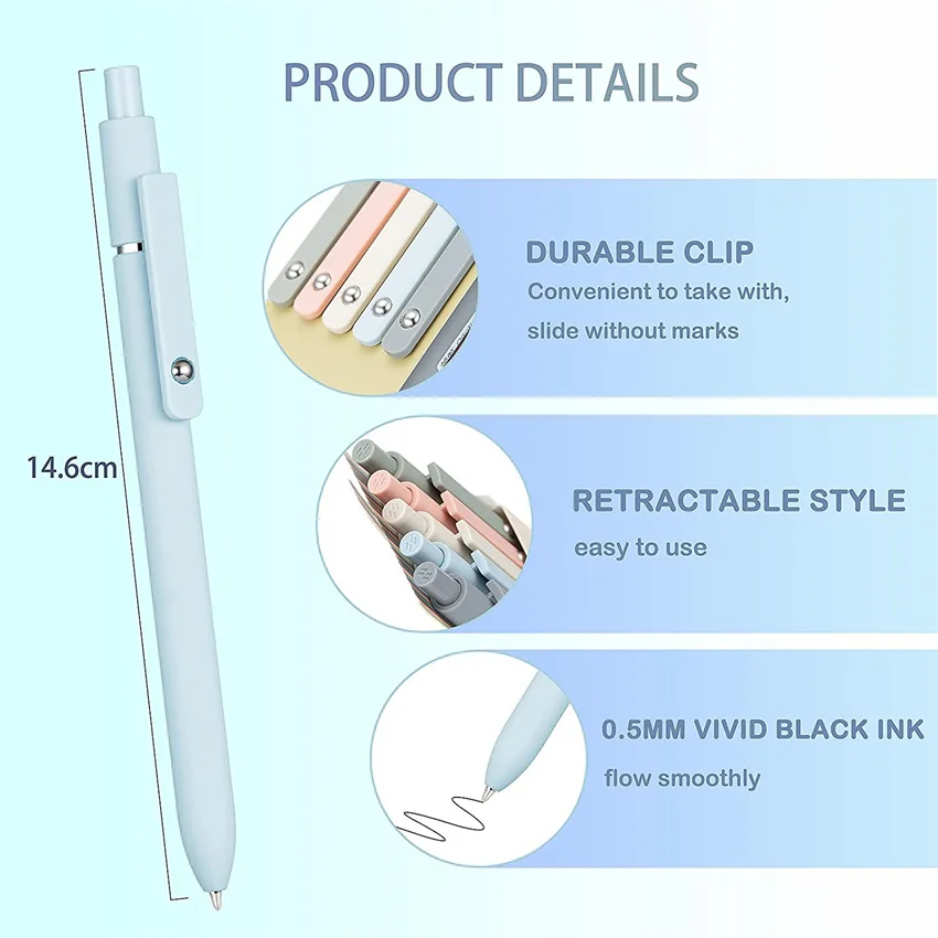 Luxury Metal Writing Pen with Premium Black Gel Ink Retractable for Office School Home Supplies metal pen