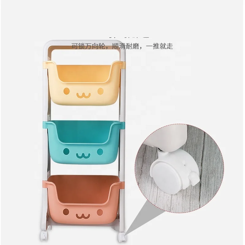 
Household 2-4 Layer Kitchen Sundries Storage basket rack kids toy storage organizer Plastic Shelf With Wheels 
