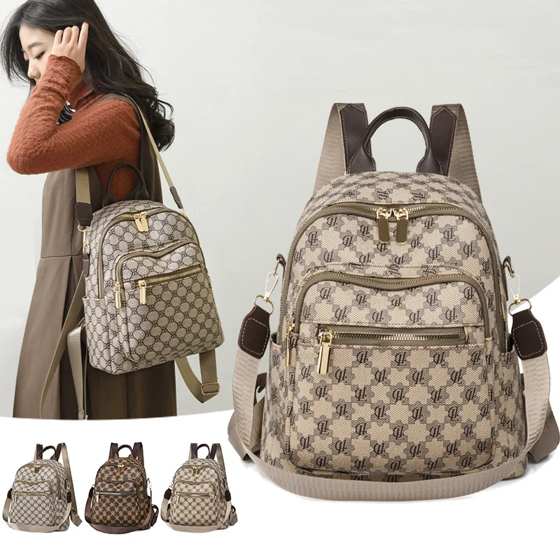 Latest Design Vintage PU Leather Waterproof Ladies Large Capacity Outdoor Travel Fancy Backpack