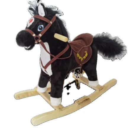 hot sales new fashion  plush rocking horse with wings FL600-Black