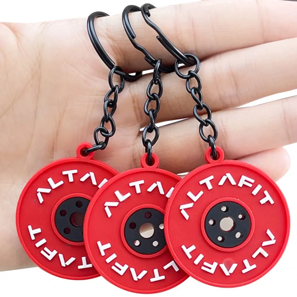 Taskwingifts Manufacturer custom logo black chain red round rubber key chain soft pvc keychain