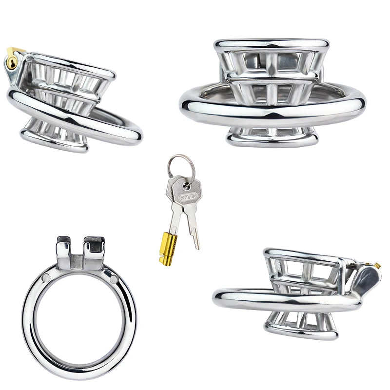 FRRK chastity cage male rooster penis Cage adult sexual metal cock slave punish BDSM bondage sex toy for male couples round ring