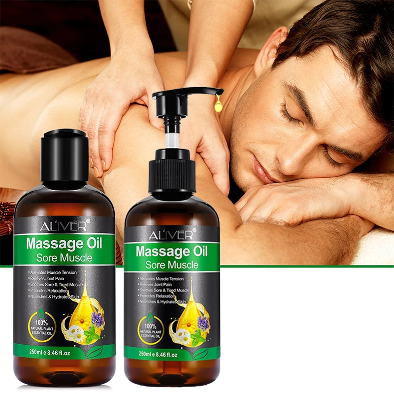 ALIVER 250ml Organic Sore Muscle Massage Oil Relieves Joint Pain Therapy Essential Oil For Body Relaxation Skin Nourishing