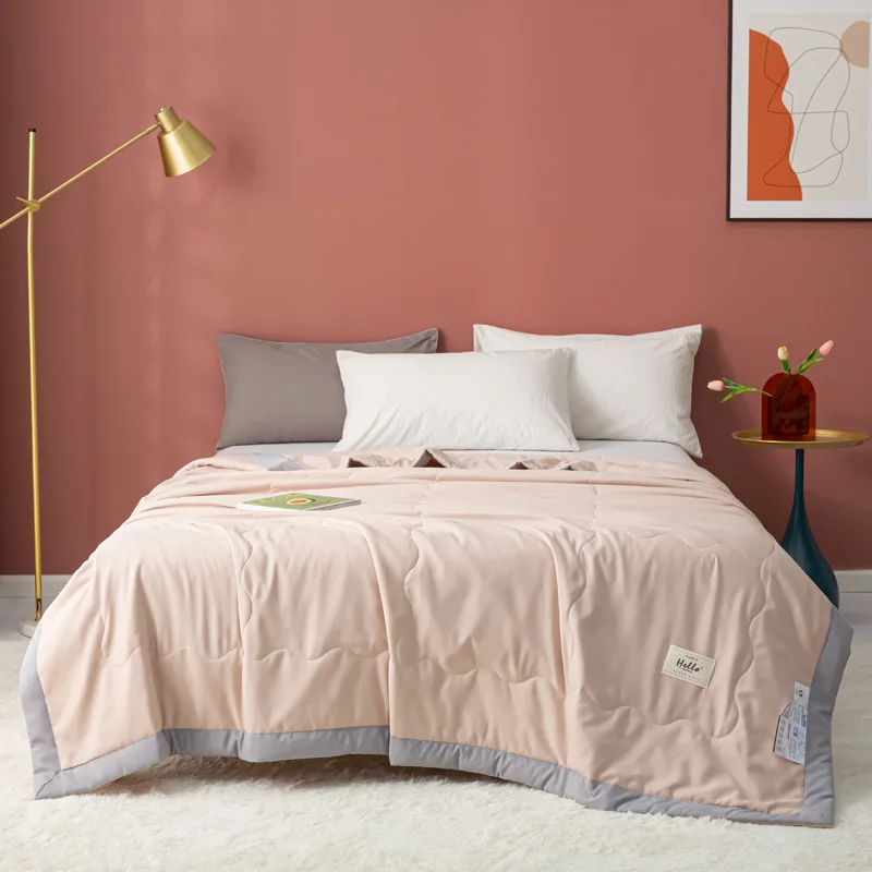 Handmade King Queen Size Quilt Set Spring Season Cotton Linen Soy Fiber Waxed Quilt Air Conditioning Soft Made Bamboo Polyester