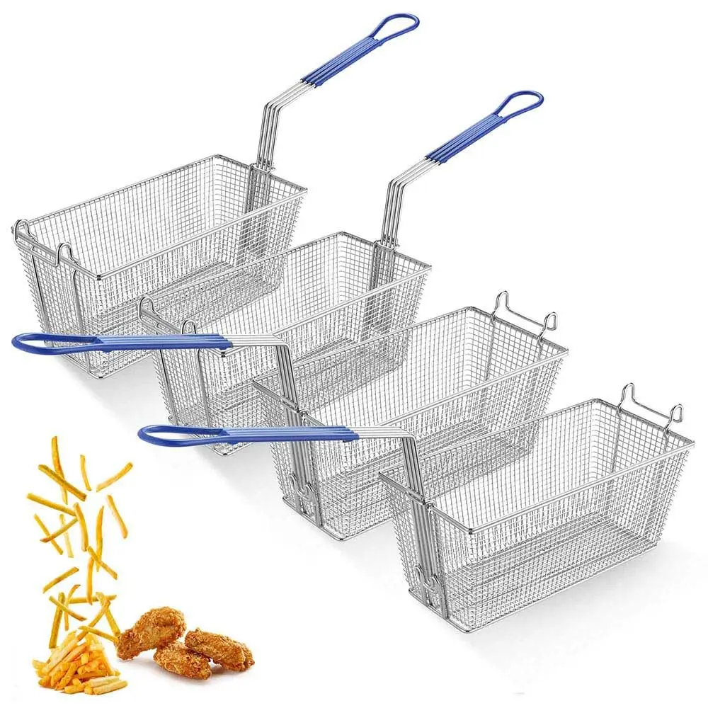 Encrypt Meshed Stainless Steel Fryer Basket Filter Net Fries Food Colander Strainers Durable Frying Basket