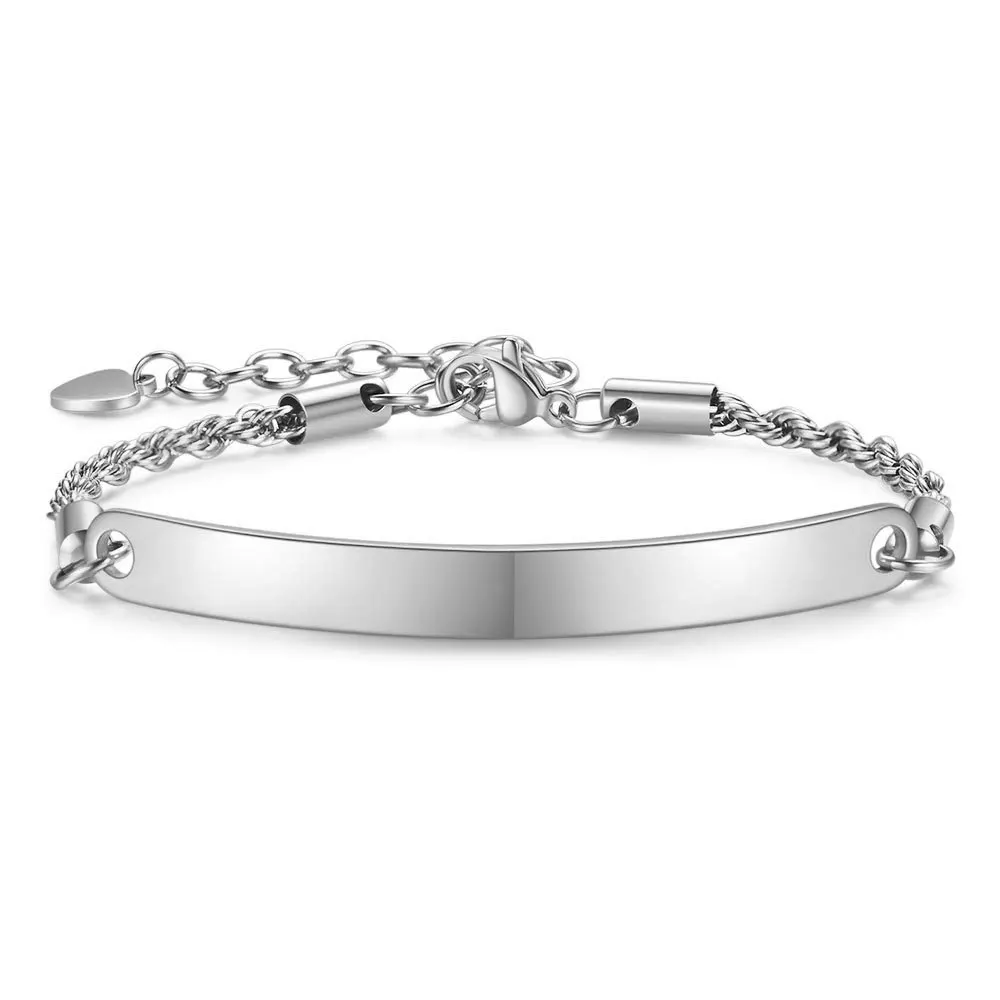 Fashion 5 MM Custom Engraved Bracelet Stainless Steel Gold Silver Bracelet for Women Hainon 1787