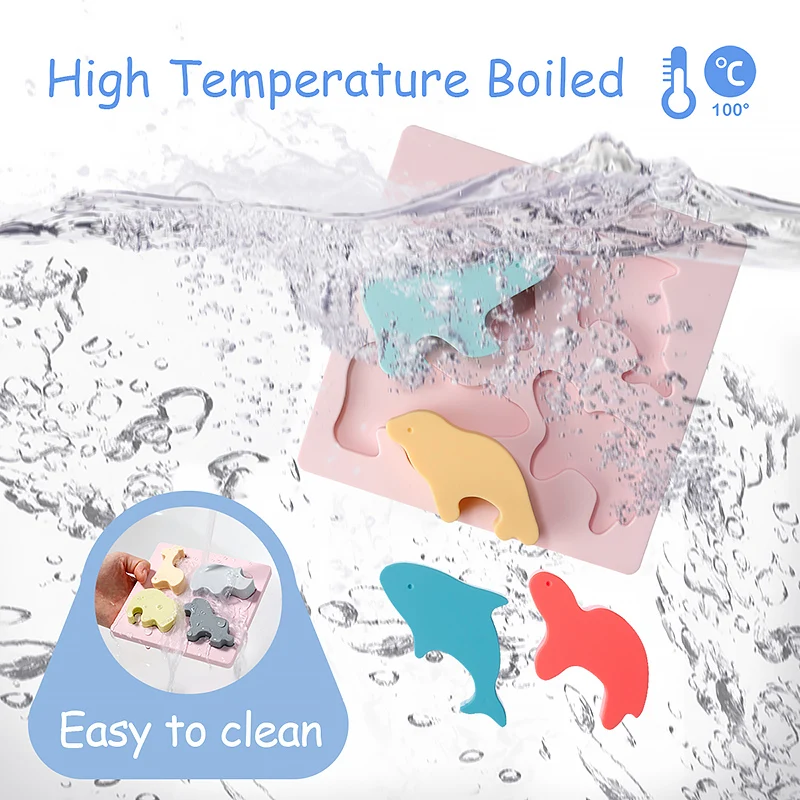 Wholesale Food Grade Silicone Children Educational Animal Shape Platter Bpa Free Sorting & Stacking Blocks Teether