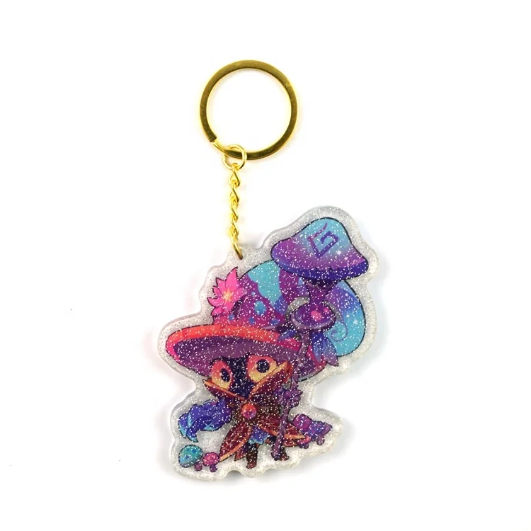Westar Supplier Two Side Printed Your Own Custom Charm Japan Anime Acrylic Keychain With Glitter Hologram