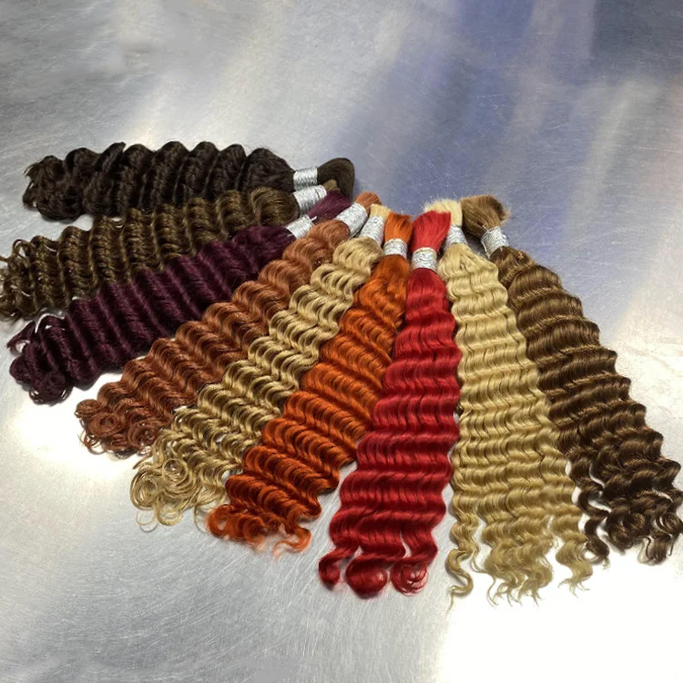 RXHAIR Spiral Curl Extension 30# Deep Wave Braiding Hair Products Crochet Afro Kinky Bulk Human Hair For Crochet Braids Hair